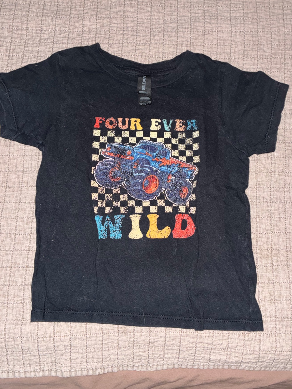 Gildan Black Kids Short-Sleeve 'Four Five Wild' Racing Graphic Tee
